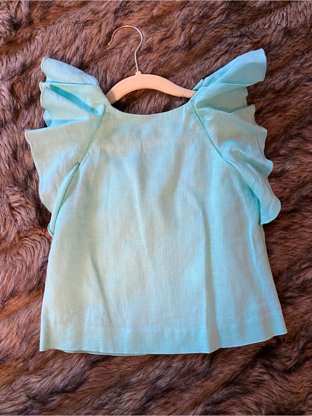 Jacadi Aqua Ruffle Sleeve Blouse